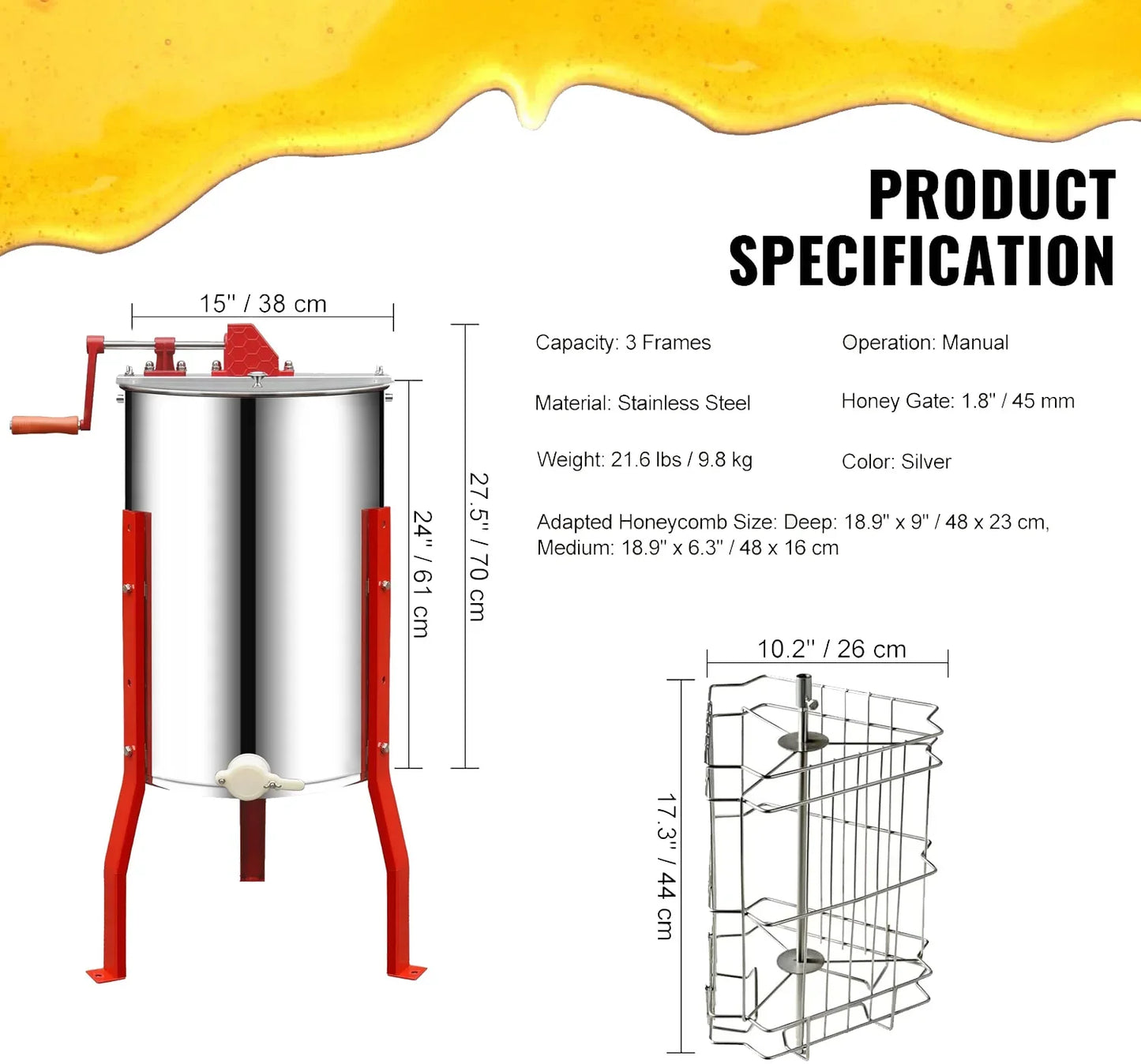 Manual 3-Frame Honey Extractor