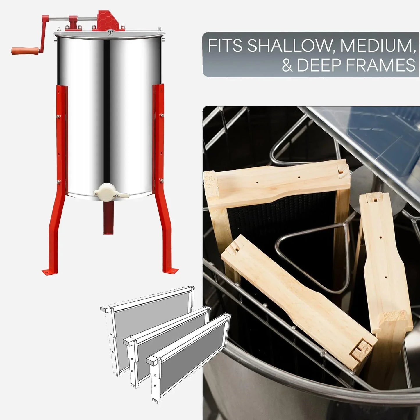 Manual 3-Frame Honey Extractor