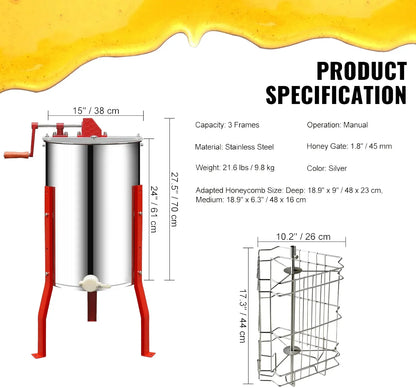 Manual 3-Frame Honey Extractor
